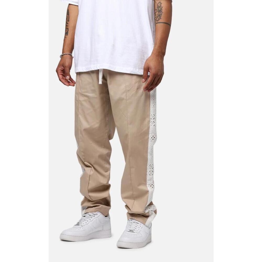 Carre Bandana Lace Pants In Stone Khaki Crochet Joggers 100% Cotton  Men's XL